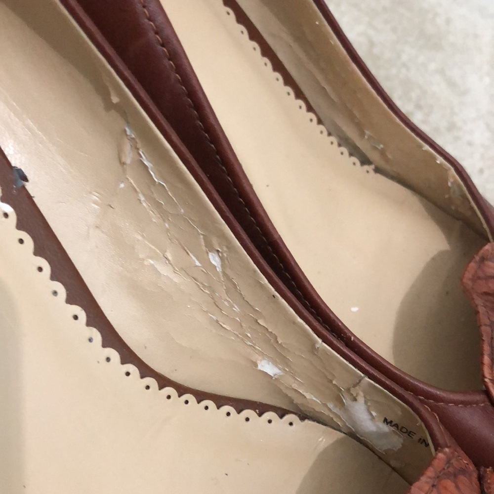 Oscar de la Renta Kitten Heels in Leather Cognac. GUC. Sz 10 - Picture 11 of 12